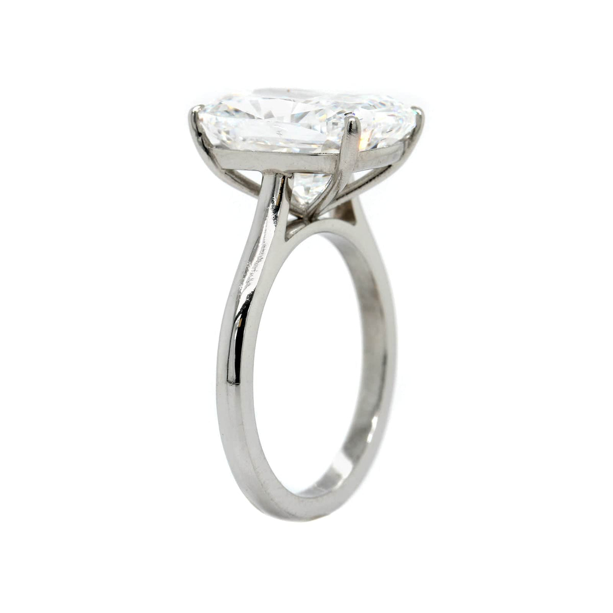Platinum 4 Prong Cathedral Mounted Cushion Cut Diamond Engagement Ring