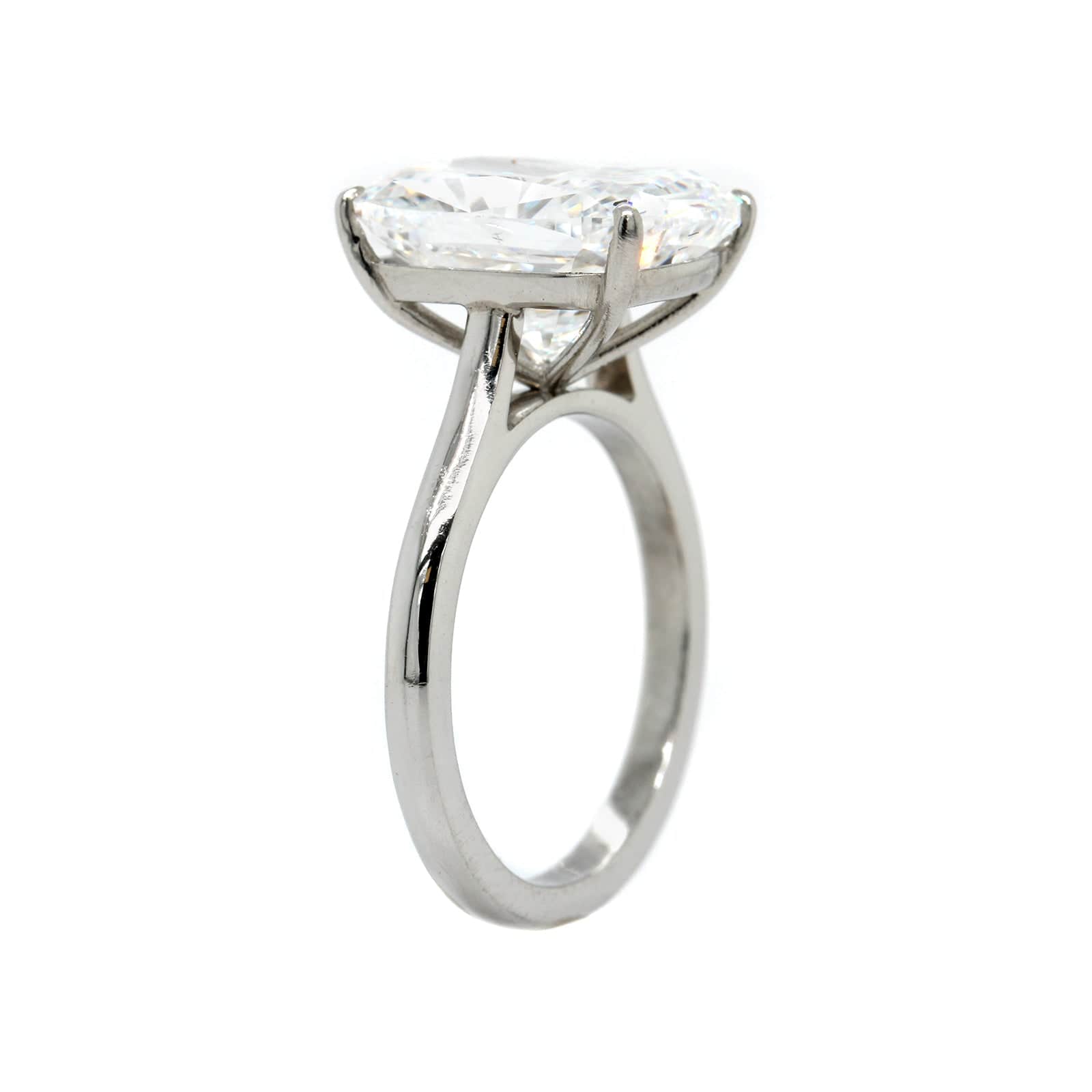 Platinum 4 Prong Cathedral Mounted Cushion Cut Diamond Engagement Ring