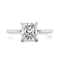 Platinum Cushion Cut Diamond Solitaire Engagement Ring