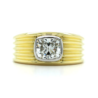 18K Yellow Gold Bezel Set Cushion Diamond Engagement Ring
