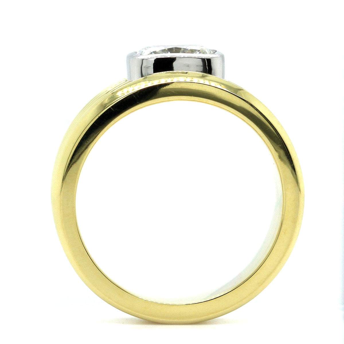 18K Yellow Gold Bezel Set Cushion Diamond Engagement Ring