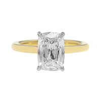 18K Yellow Gold 4 Prong Cushion Shaped Diamond Engagement Ring