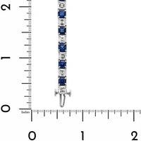 Platinum Asscher Cut Sapphire and Diamond Tennis Bracelet