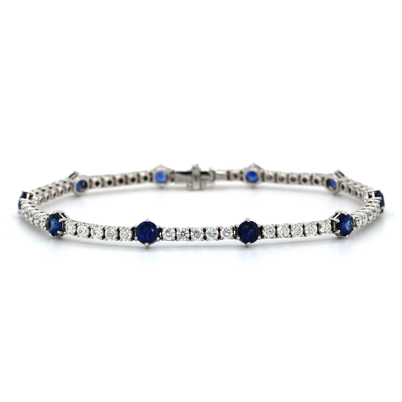 Lab-Created Sapphire Bracelet Round Sterling Silver | Jared