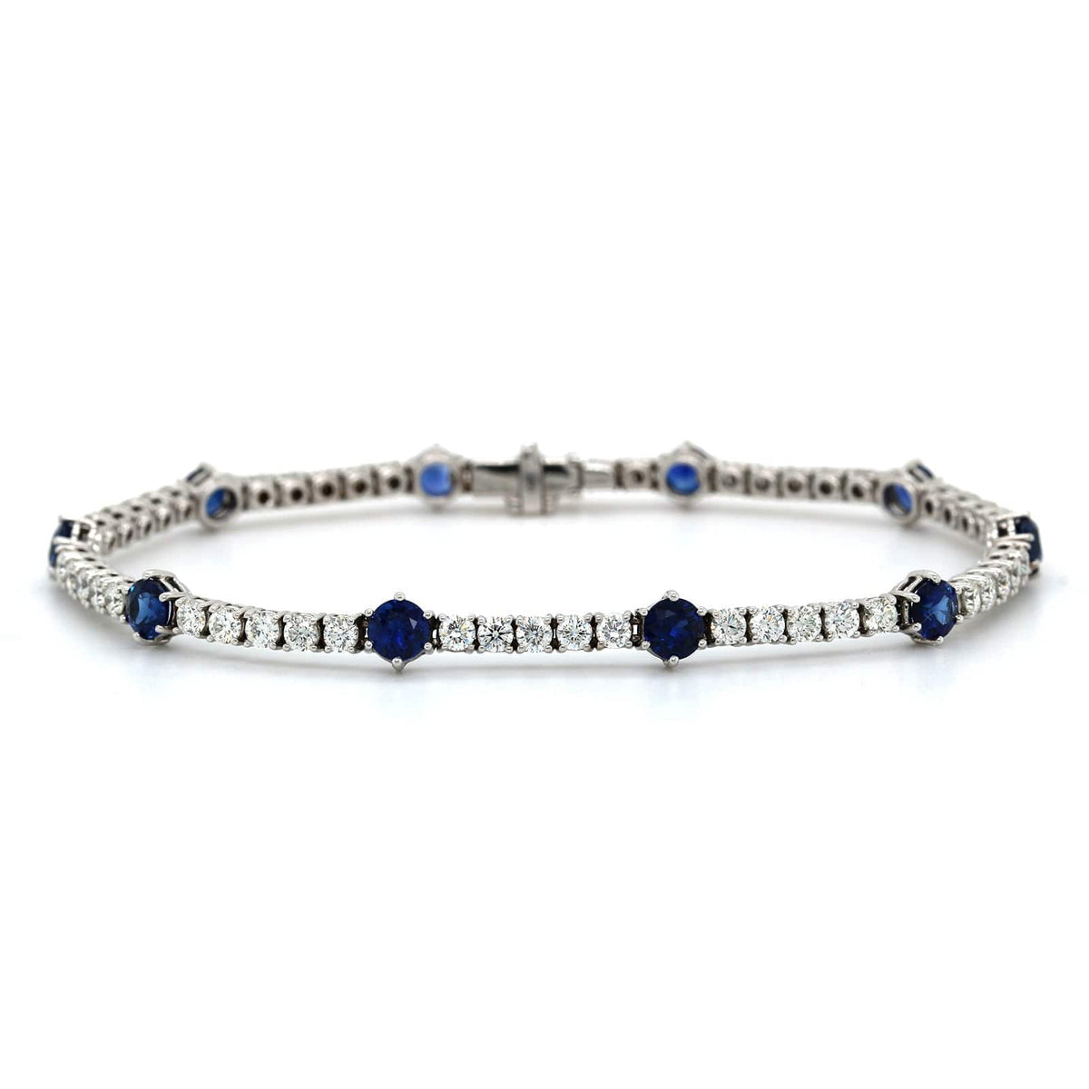 18K White Gold Sapphire and Diamond Tennis Bracelet