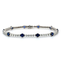 18K White Gold Sapphire and Diamond Tennis Bracelet