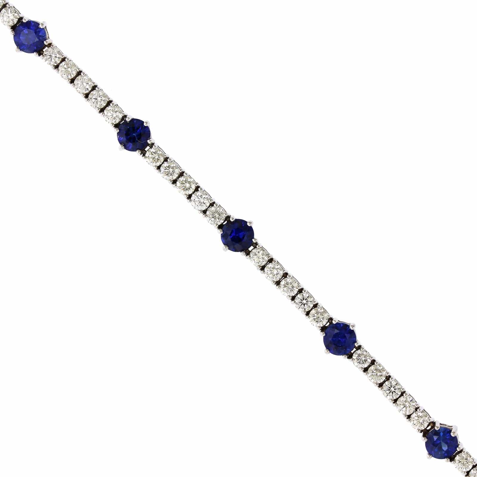 18K White Gold Sapphire and Diamond Tennis Bracelet