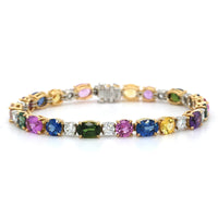 18K Yellow Gold Multi Color Sapphire Bracelet