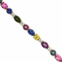 18K Yellow Gold Multi Color Sapphire Bracelet