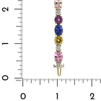 18K Yellow Gold Multi Color Sapphire Bracelet