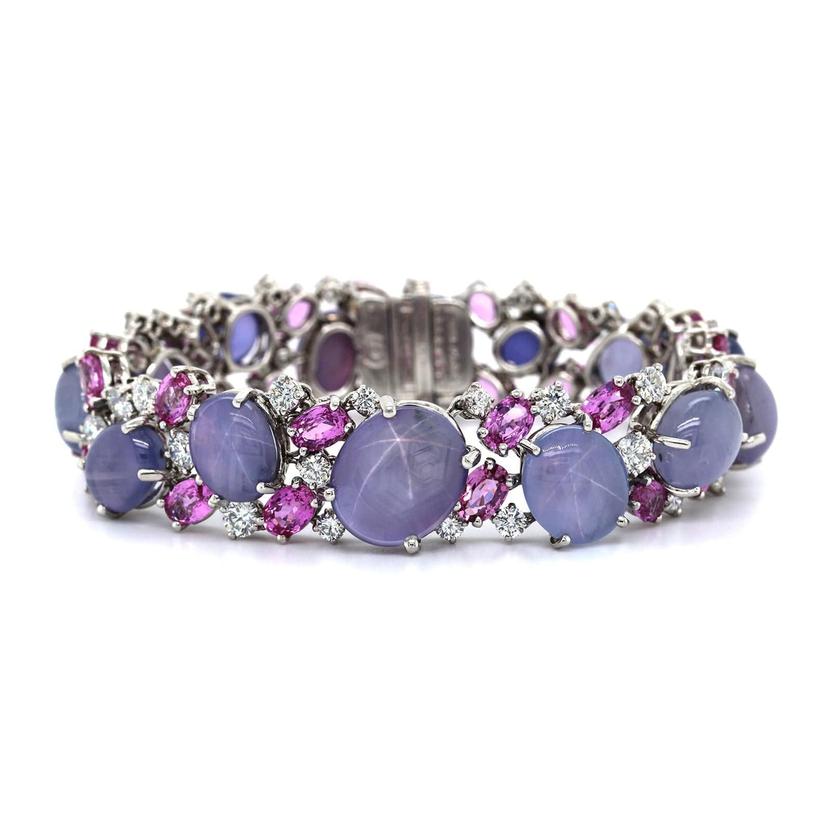 Platinum Purple Star Sapphire and Diamond Bracelet