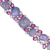 Platinum Purple Star Sapphire and Diamond Bracelet
