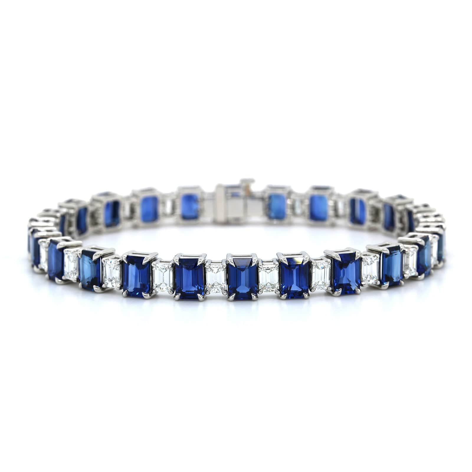 Platinum Sapphire & Diamond Stretch Bracelet