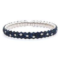 Zydo 18K White Gold Prong Set Alternating Sapphire & Diamond Stretch Bracelet