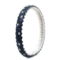 Zydo 18K White Gold Prong Set Alternating Sapphire & Diamond Stretch Bracelet