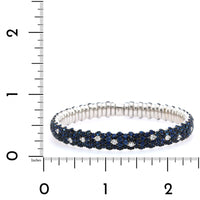 Zydo 18K White Gold Prong Set Alternating Sapphire & Diamond Stretch Bracelet