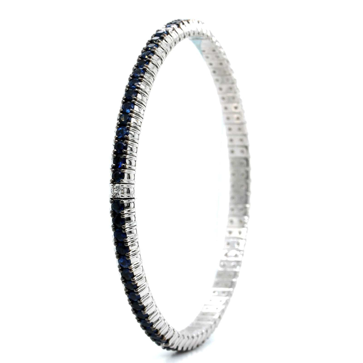 Zydo 18K White Gold Sapphire Diamond Stretch Bracelet