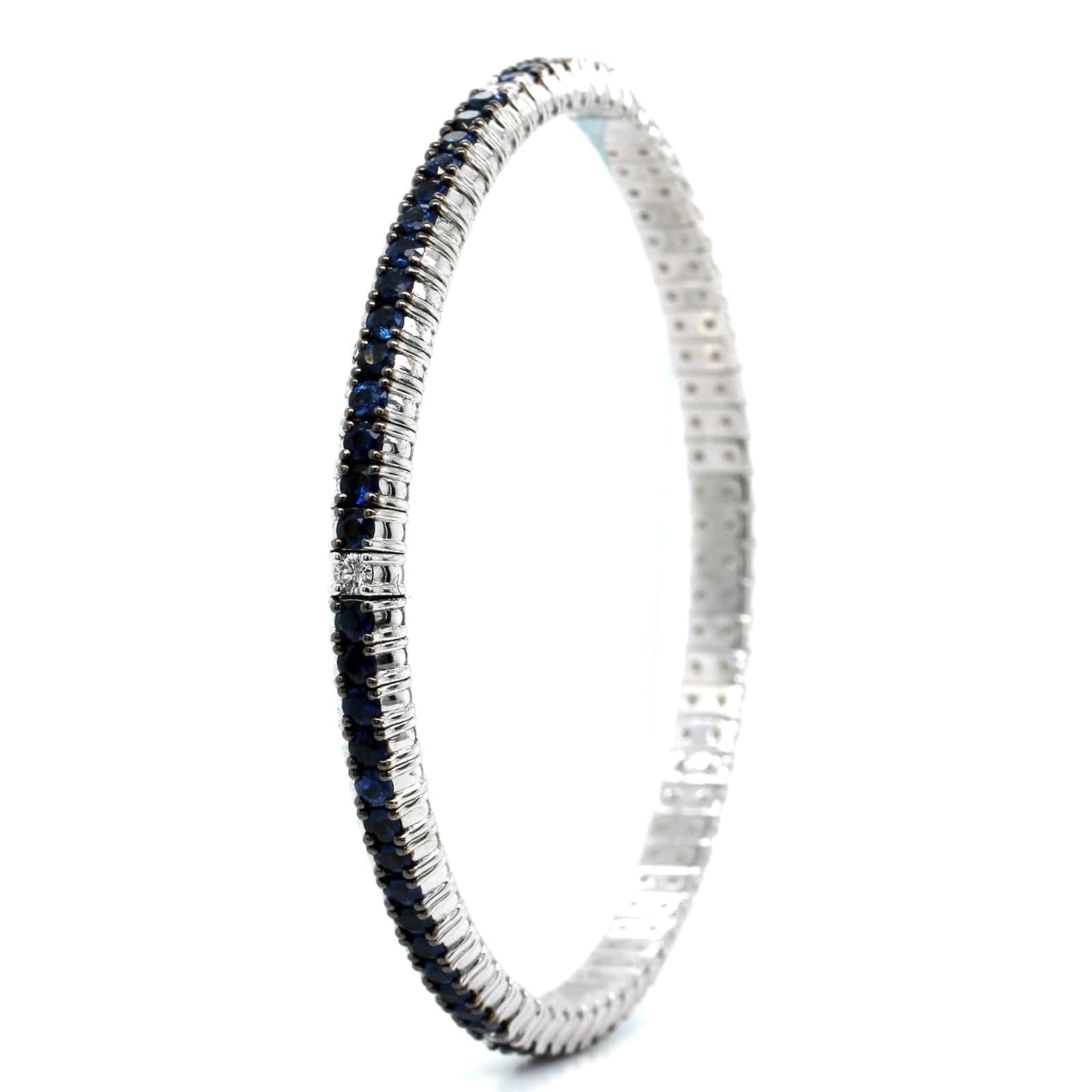 Zydo 18K White Gold Sapphire Diamond Stretch Bracelet