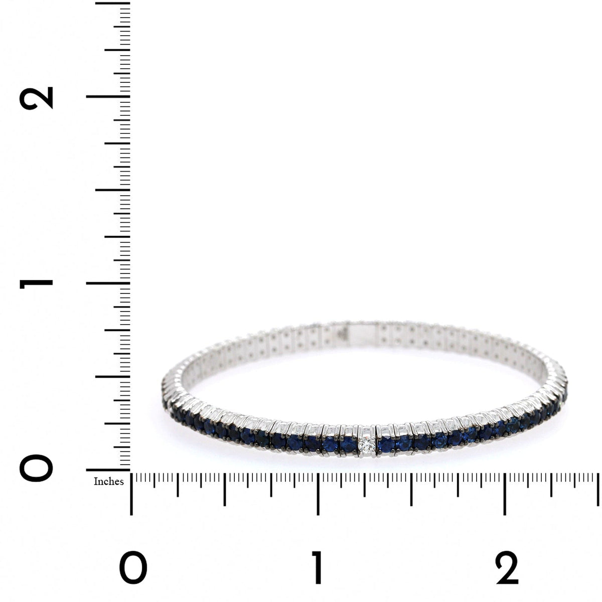 Zydo 18K White Gold Sapphire Diamond Stretch Bracelet