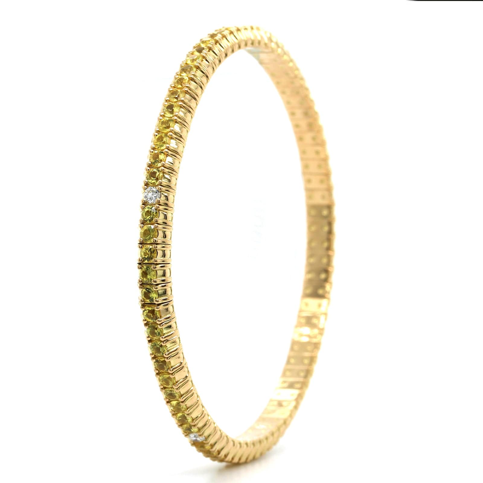 Zydo 18K Yellow Gold Yellow Sapphire & Diamond Stretch Bracelet