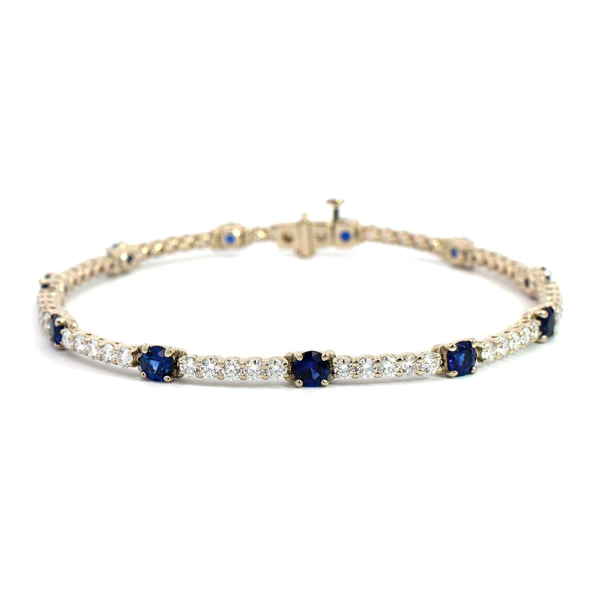 Platinum Sapphire and Diamond Line Bracelet