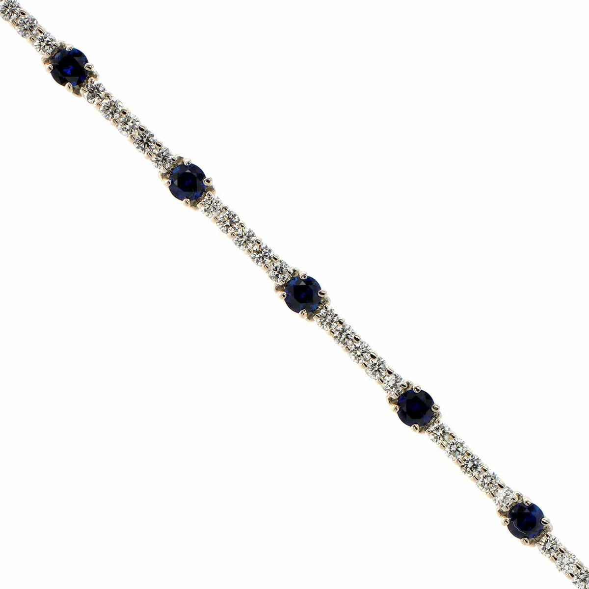 Platinum Sapphire and Diamond Line Bracelet