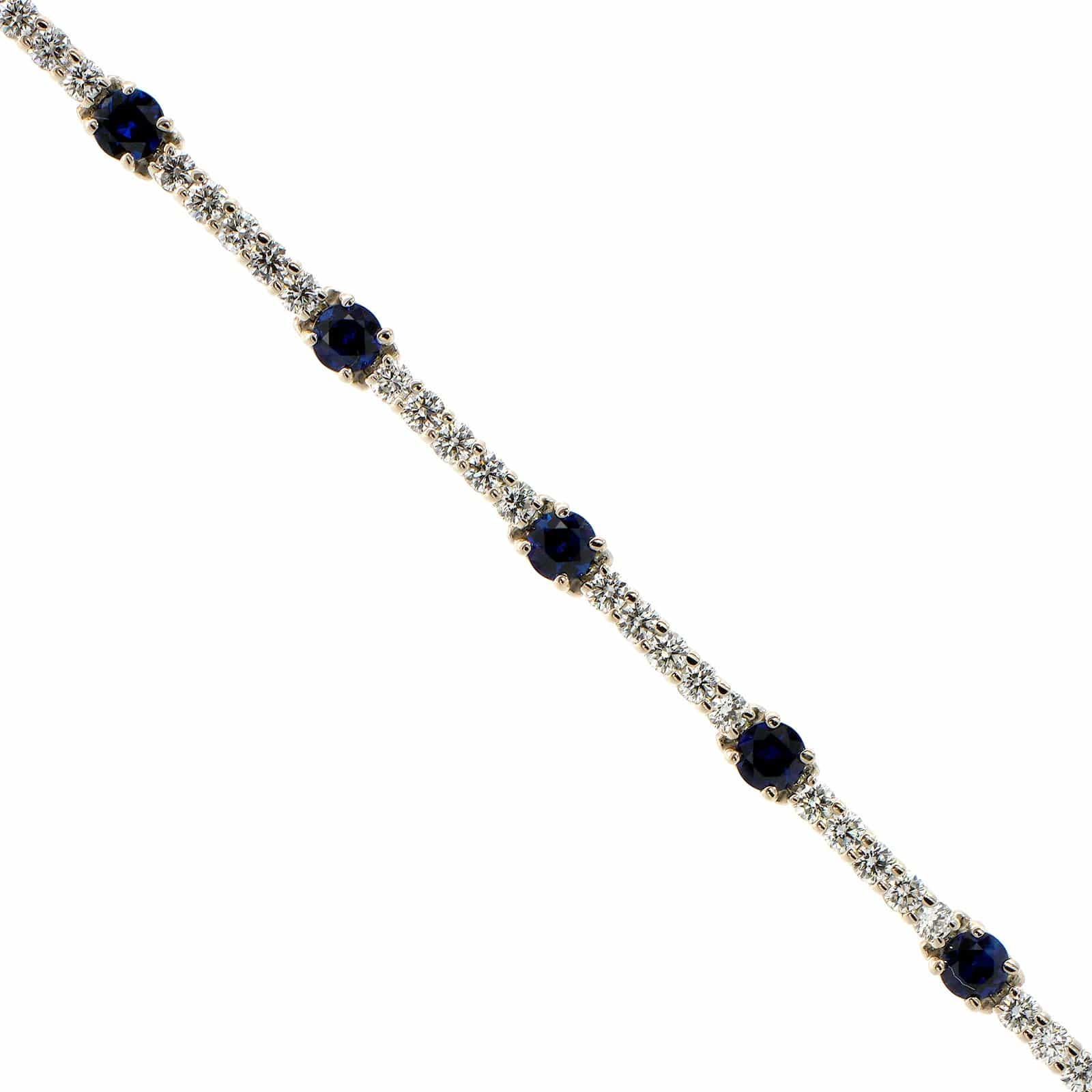 Platinum Sapphire and Diamond Line Bracelet