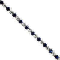 Platinum Alternating Sapphire and Diamond Tennis Bracelet