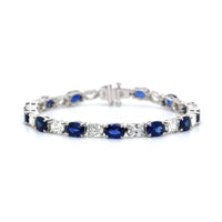 Platinum Alternating Sapphire and Diamond Tennis Bracelet