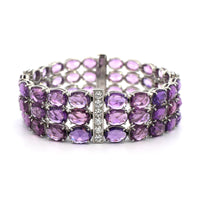 Bayco Platinum Diamond and Rose Cut Purple Sapphire Bracelet