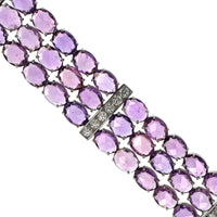 Bayco Platinum Diamond and Rose Cut Purple Sapphire Bracelet