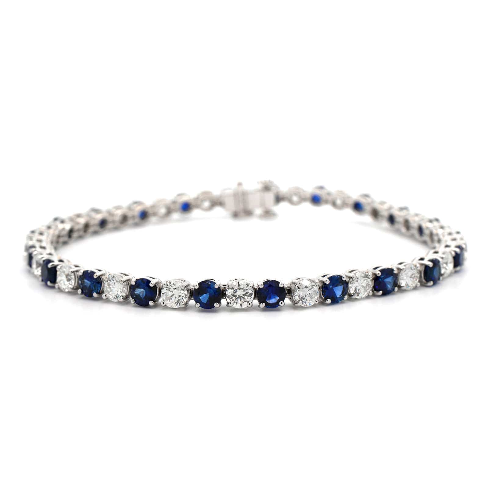 18K White Gold Sapphire and Diamond Tennis Bracelet