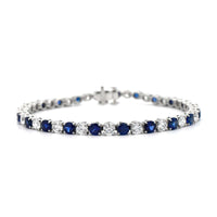 Platinum Alternating Sapphire and Diamond Tennis Bracelet