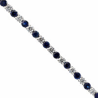 Platinum Alternating Sapphire and Diamond Tennis Bracelet