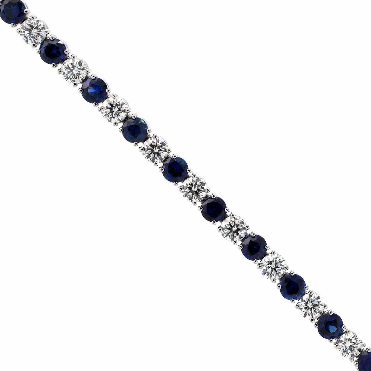 Platinum Alternating Sapphire and Diamond Tennis Bracelet