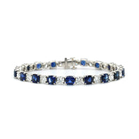 Platinum Alternating Sapphire and Diamond Tennis Bracelet