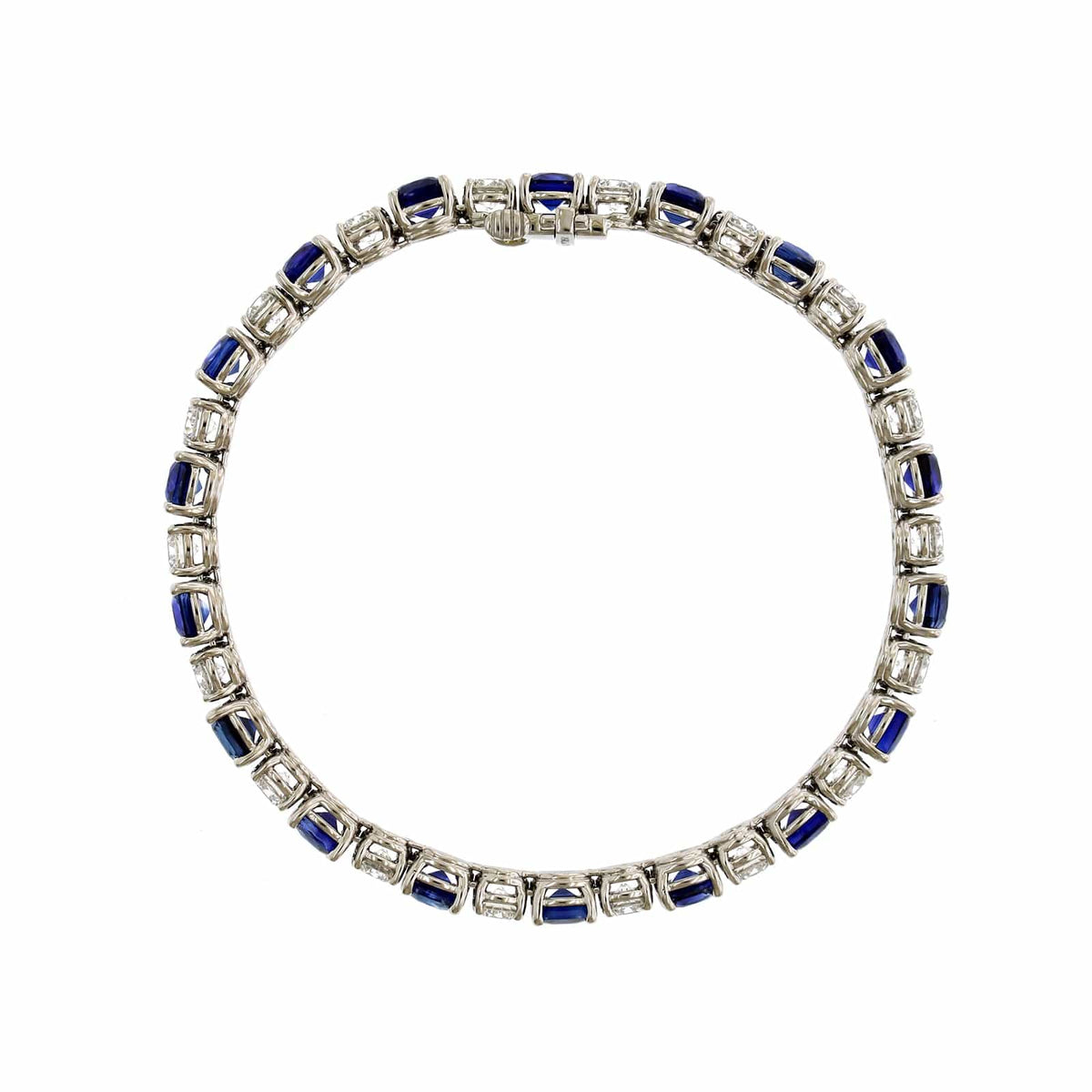 Platinum Alternating Sapphire and Diamond Tennis Bracelet