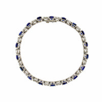 Platinum Alternating Sapphire and Diamond Tennis Bracelet