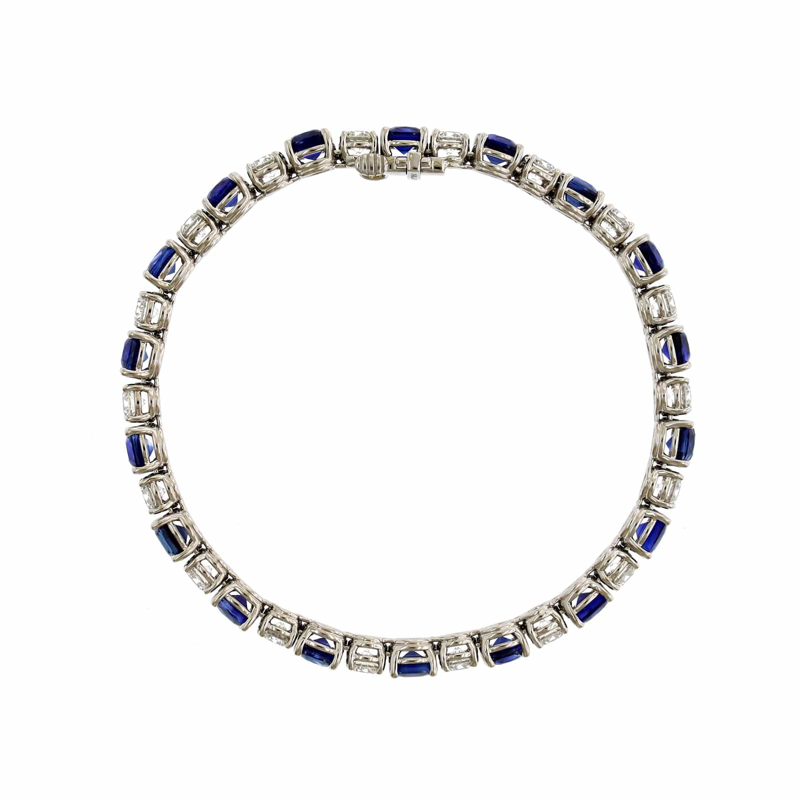Platinum Alternating Sapphire and Diamond Tennis Bracelet