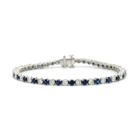 Platinum Alternating Sapphire and Diamond Tennis Bracelet