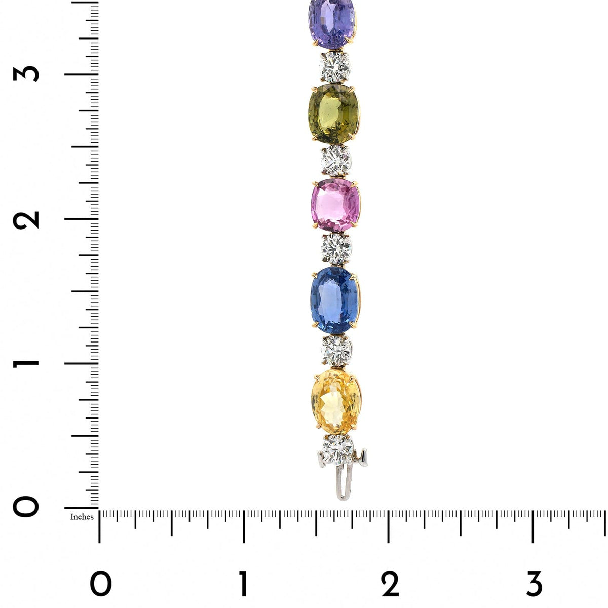 18K Yellow Gold Multi Color Oval Sapphire and Diamond Bracelet