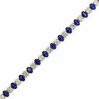 Platinum Oval Sapphire and Diamond Tennis Bracelet