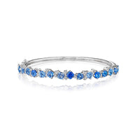 Penny Preville 18K White Gold Diamond and Sapphire Bangle Bracelet