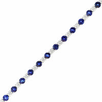 Platinum Round Sapphire and Diamond Tennis Bracelet