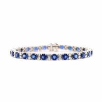 Platinum Round Sapphire and Diamond Tennis Bracelet