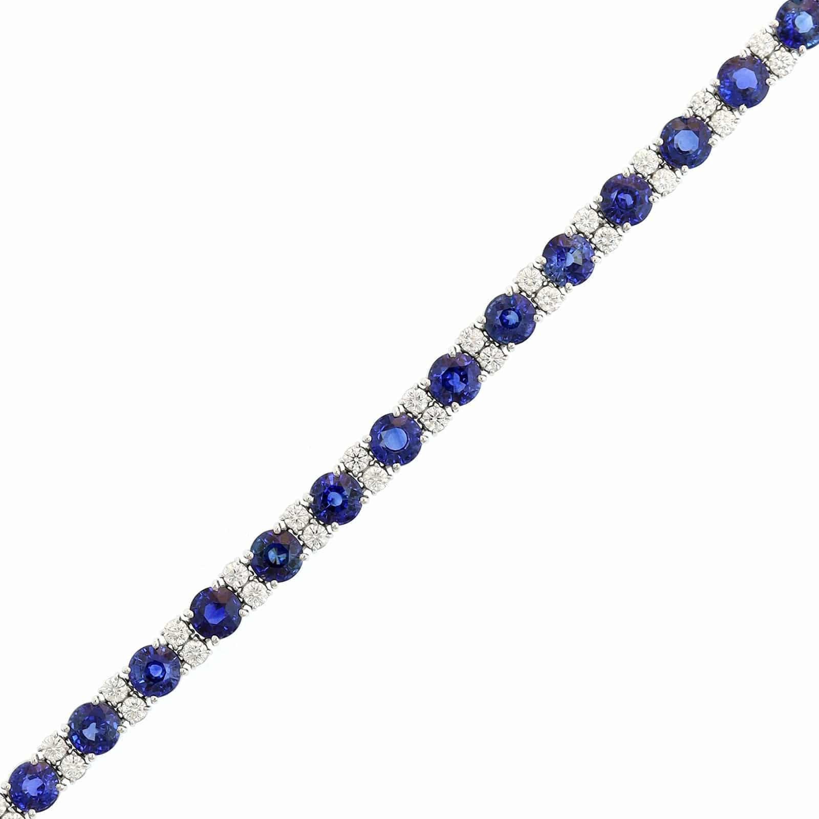 Platinum Round Sapphire and Diamond Tennis Bracelet