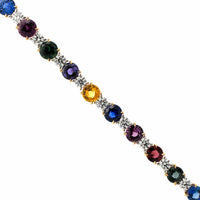 Platinum and 18K Yellow Gold Multi Colored Sapphire and Diamond Bracelet