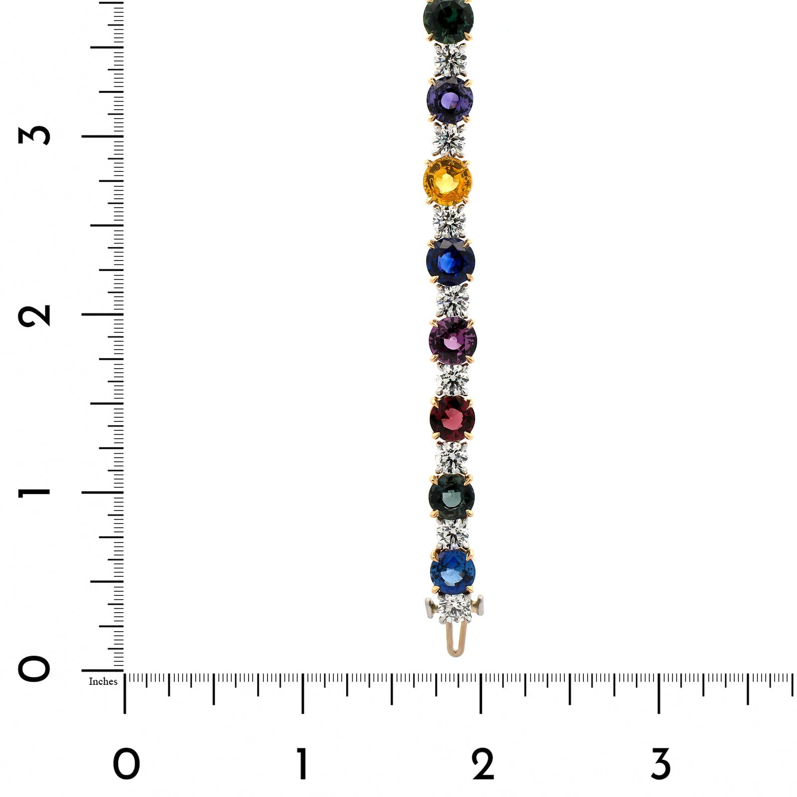 Platinum and 18K Yellow Gold Multi Colored Sapphire and Diamond Bracelet