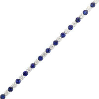 Platinum Round Blue Sapphire and Diamond Tennis Bracelet