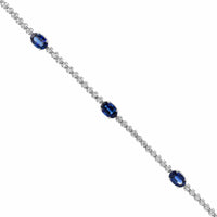 18K White Gold Alternating Blue Sapphire and Diamond Bracelet